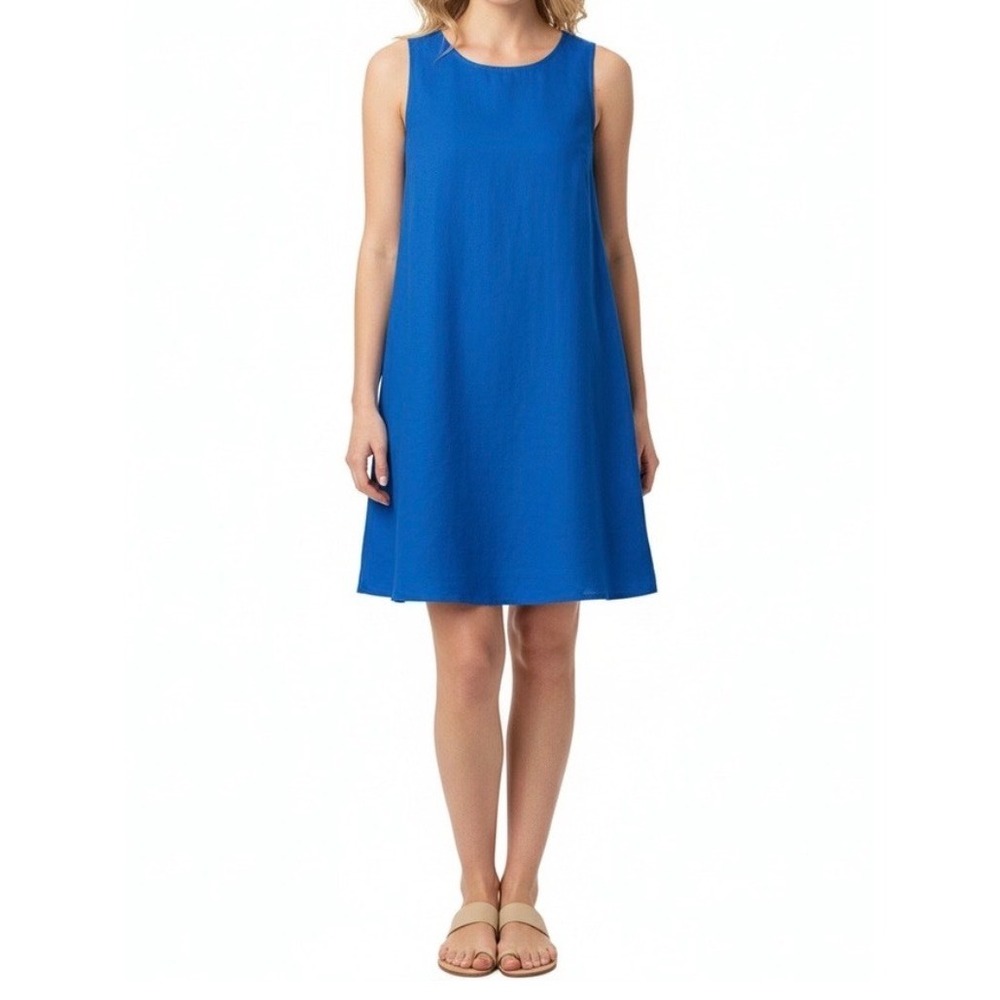 J.Crew Womens Linen Viscose Shift Dress‎ Cobalt Blue Pockets Size P00 NWT CK844